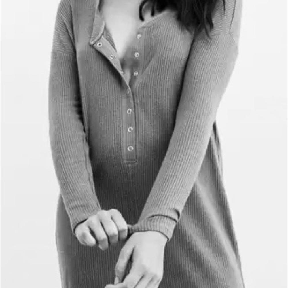 AERIE New Ribbed Lounge Henley Romper Womens Small Petite